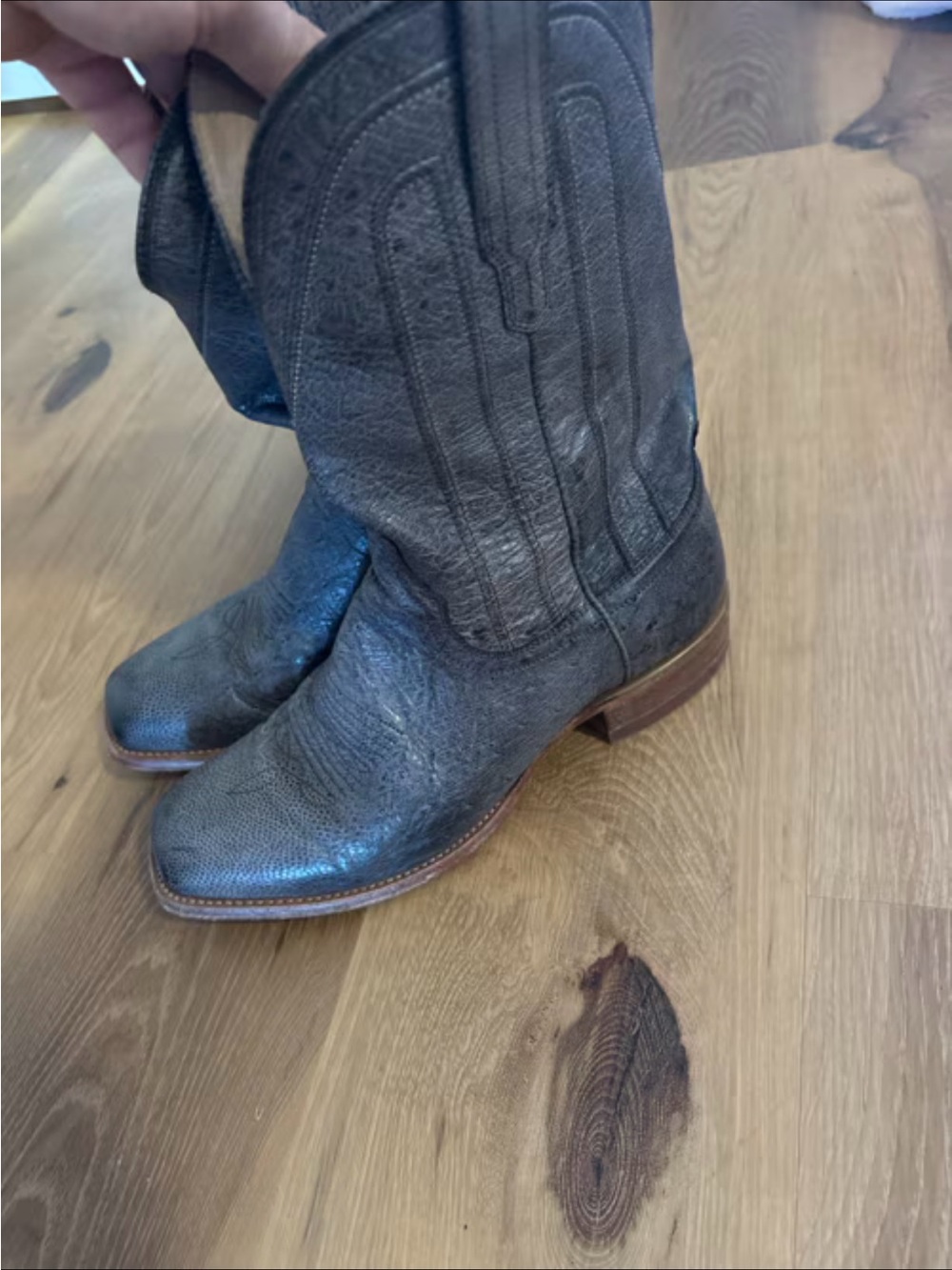 Tecovas Men's Classic Gray Leather Western Boots